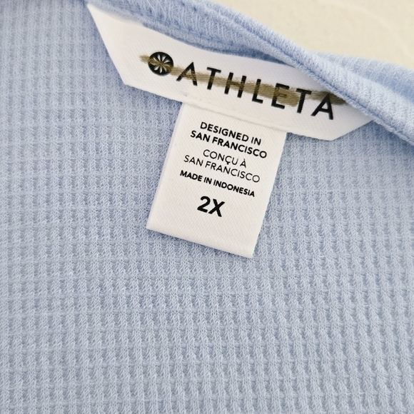 🏷️Athleta Wind Down Sleep Top Waffle Knit Baby Blue 2X - Picture 9 of 11